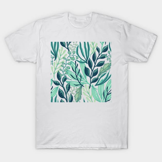 Shades of Green Leaves T-Shirt by gronly
